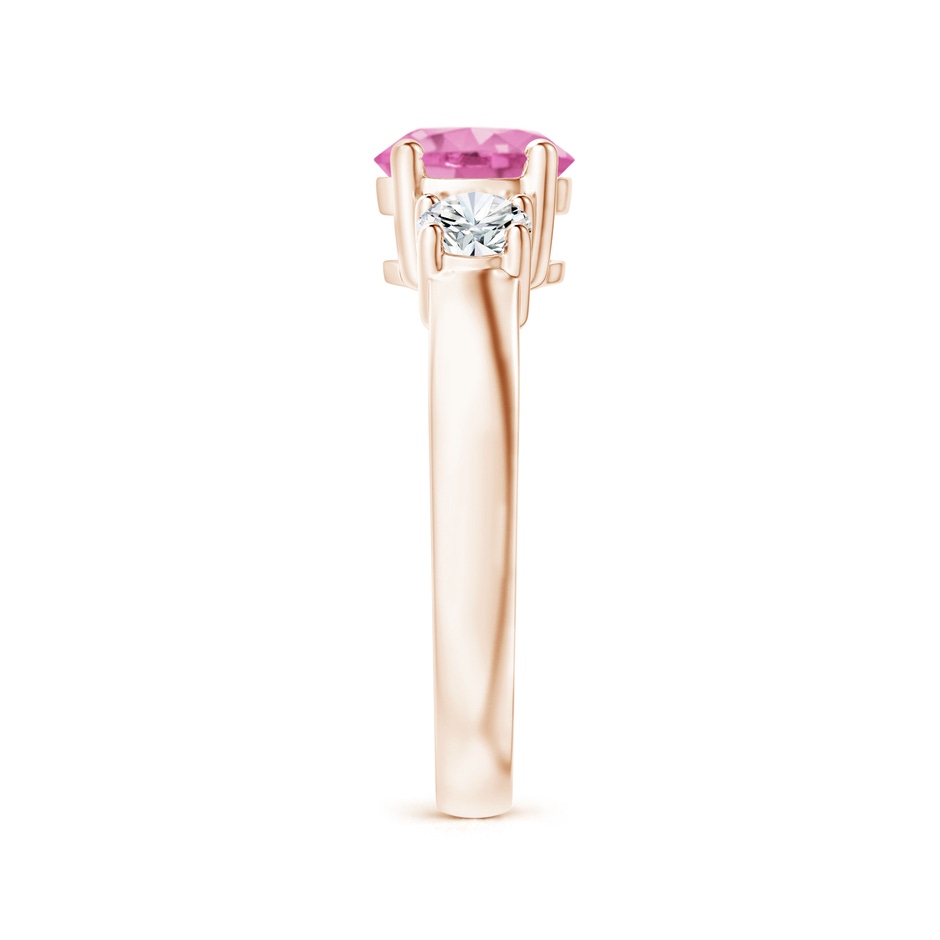 7mm AA Classic Pink Sapphire and Diamond Three Stone Engagement Ring in Rose Gold side-2