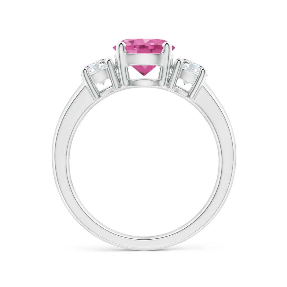 7mm AAA Classic Pink Sapphire and Diamond Three Stone Engagement Ring in P950 Platinum side-1