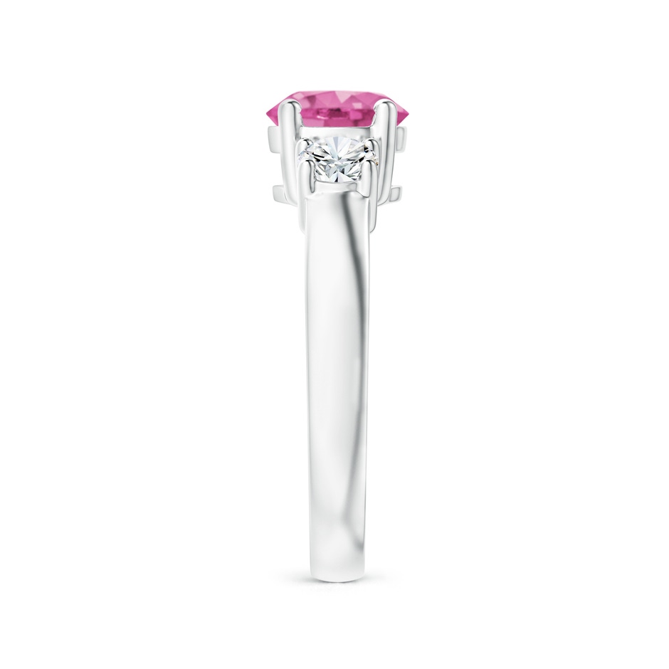 7mm AAA Classic Pink Sapphire and Diamond Three Stone Engagement Ring in P950 Platinum side-2