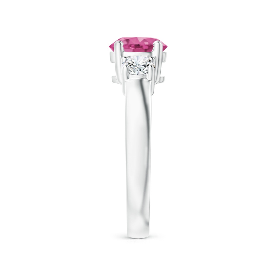 7mm AAAA Classic Pink Sapphire and Diamond Three Stone Engagement Ring in P950 Platinum side-2