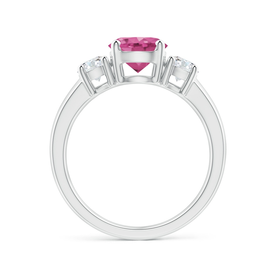 7mm AAAA Classic Pink Sapphire and Diamond Three Stone Engagement Ring in White Gold side-1
