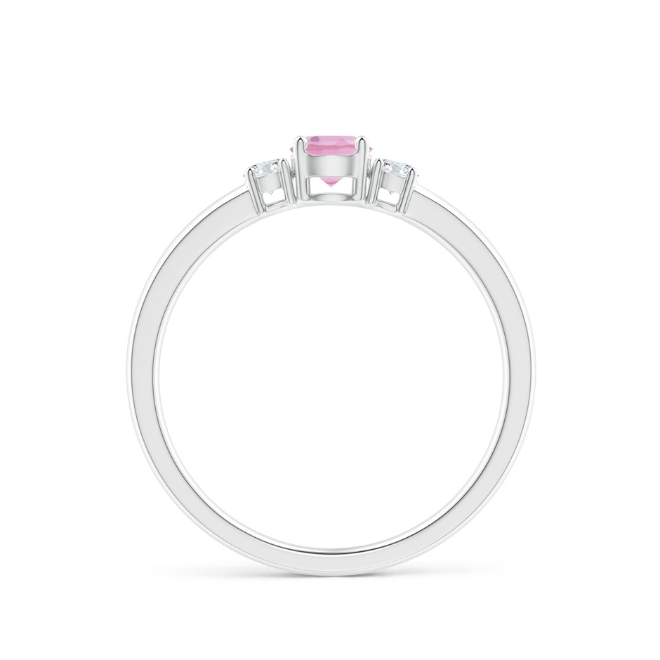 4mm A Classic Pink Tourmaline and Diamond Three Stone Ring in White Gold side-1