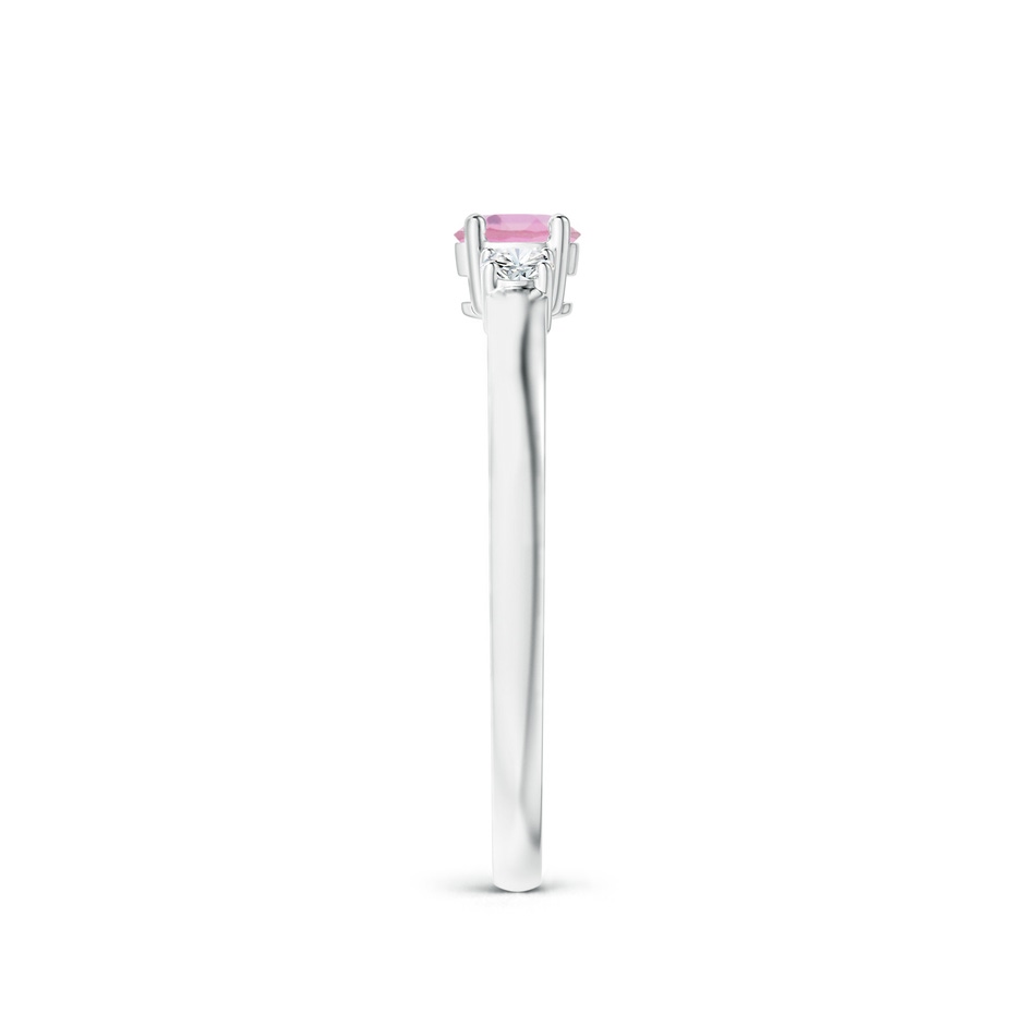 4mm A Classic Pink Tourmaline and Diamond Three Stone Ring in White Gold side-2