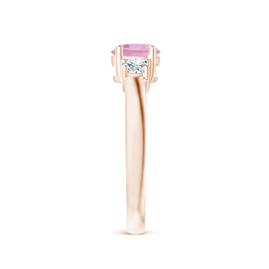 6mm A Classic Pink Tourmaline and Diamond Three Stone Ring in Rose Gold Side-2