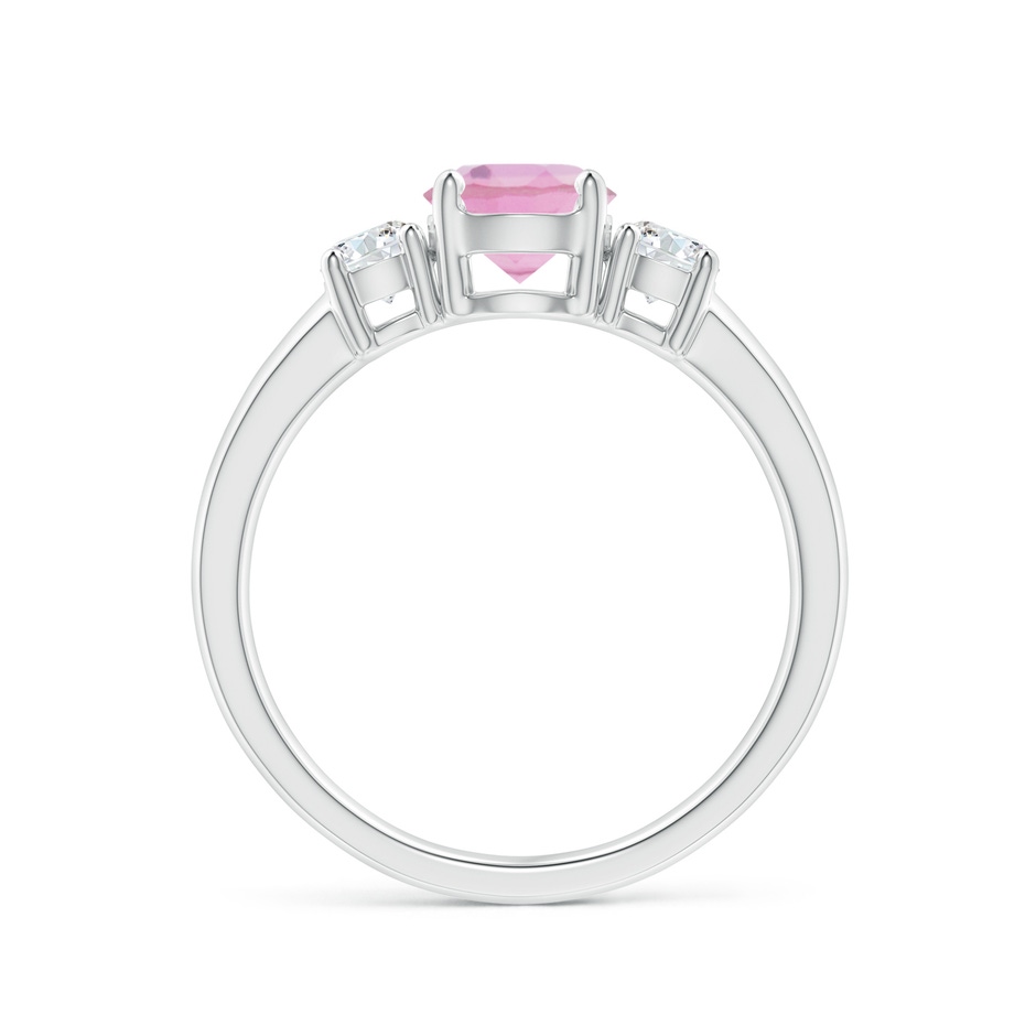 6mm A Classic Pink Tourmaline and Diamond Three Stone Ring in White Gold side-1