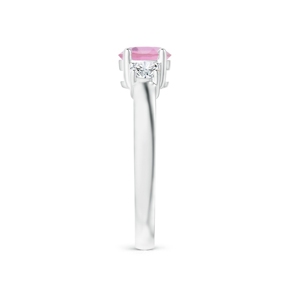 6mm A Classic Pink Tourmaline and Diamond Three Stone Ring in White Gold side-2