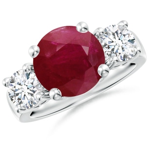 10mm A Classic Ruby and Diamond Three Stone Engagement Ring in P950 Platinum