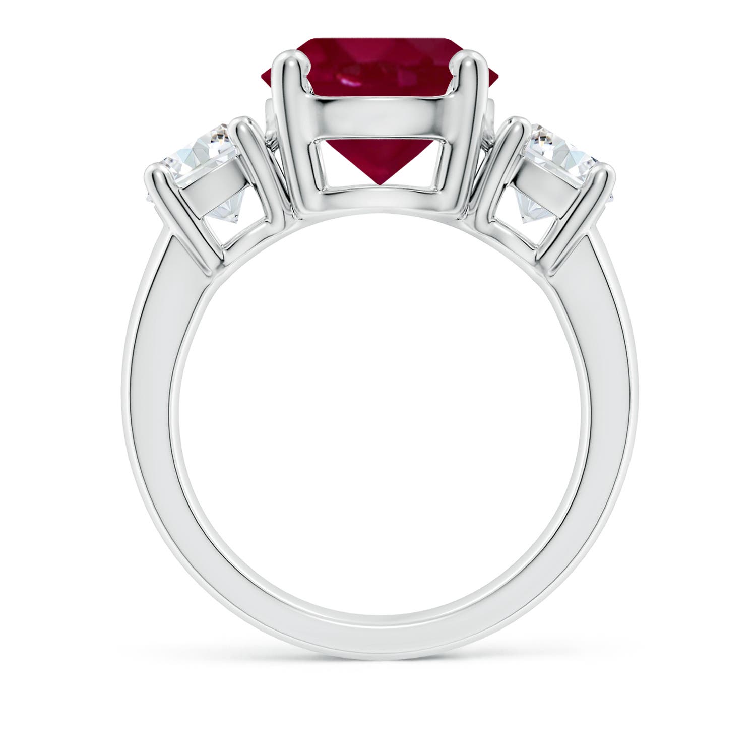 10mm A Classic Ruby and Diamond Three Stone Engagement Ring in P950 Platinum - side 3