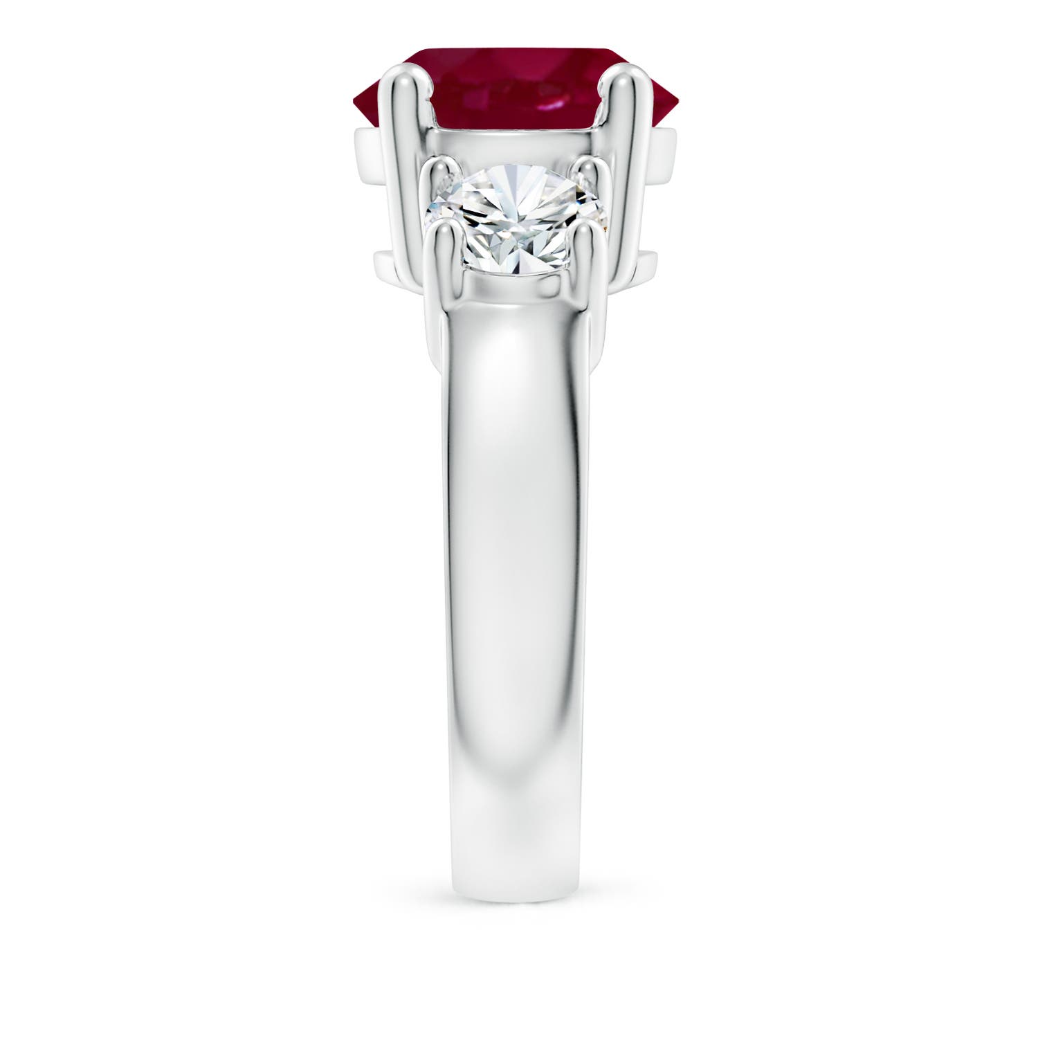 10mm A Classic Ruby and Diamond Three Stone Engagement Ring in P950 Platinum - side 5