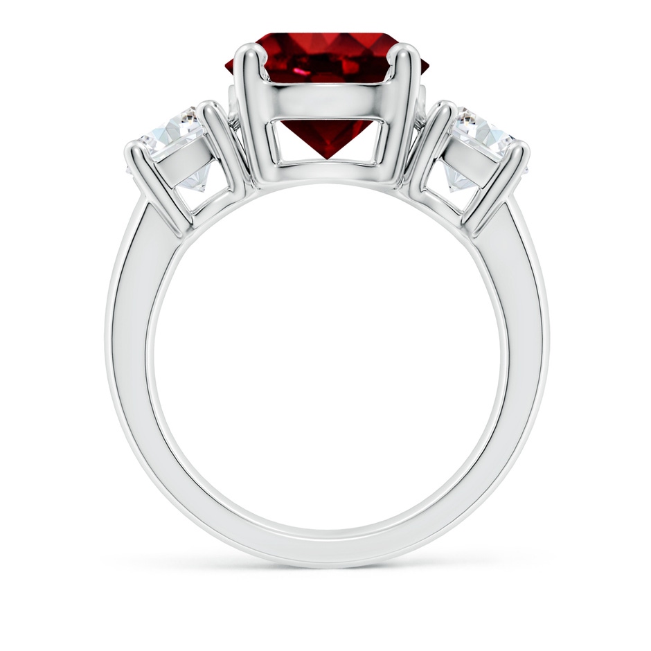 10mm AAAA Classic Ruby and Diamond Three Stone Engagement Ring in P950 Platinum side 199