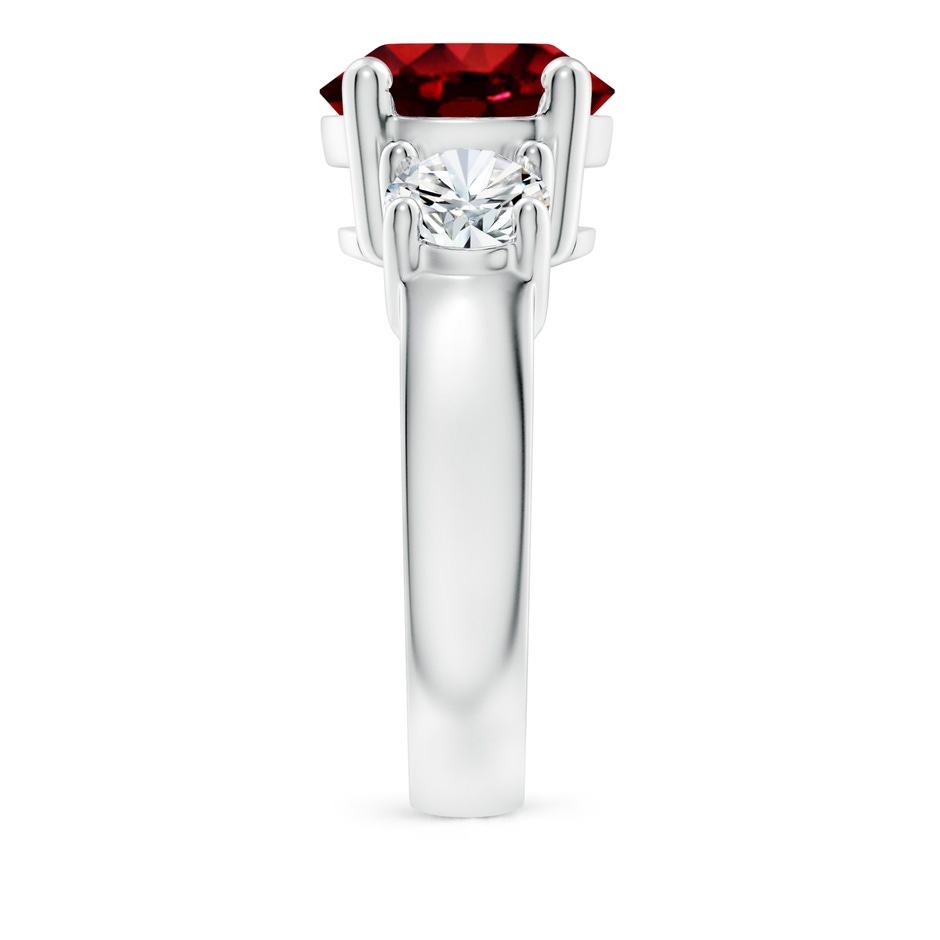 10mm AAAA Classic Ruby and Diamond Three Stone Engagement Ring in P950 Platinum side 299