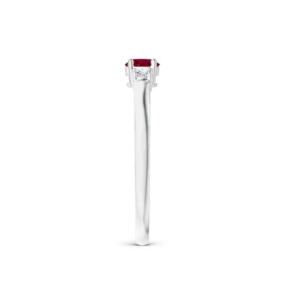 4mm A Classic Ruby and Diamond Three Stone Engagement Ring in White Gold side 299