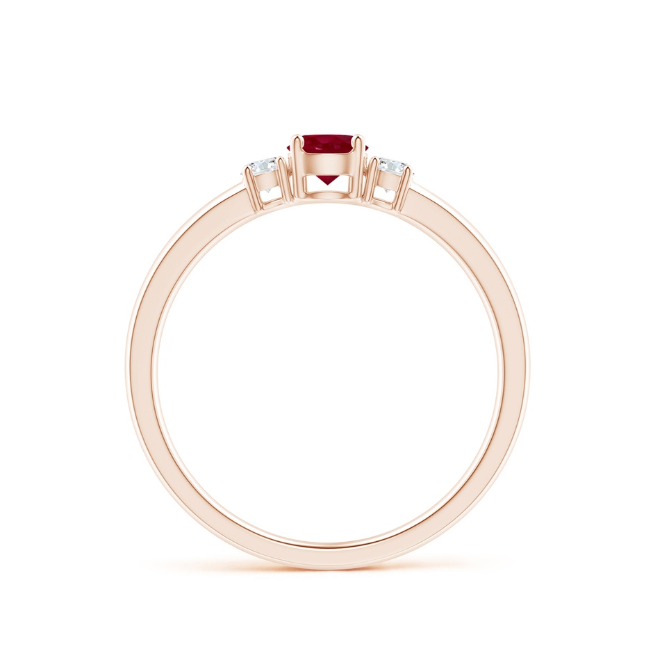 4mm AA Classic Ruby and Diamond Three Stone Engagement Ring in 9K Rose Gold side 199