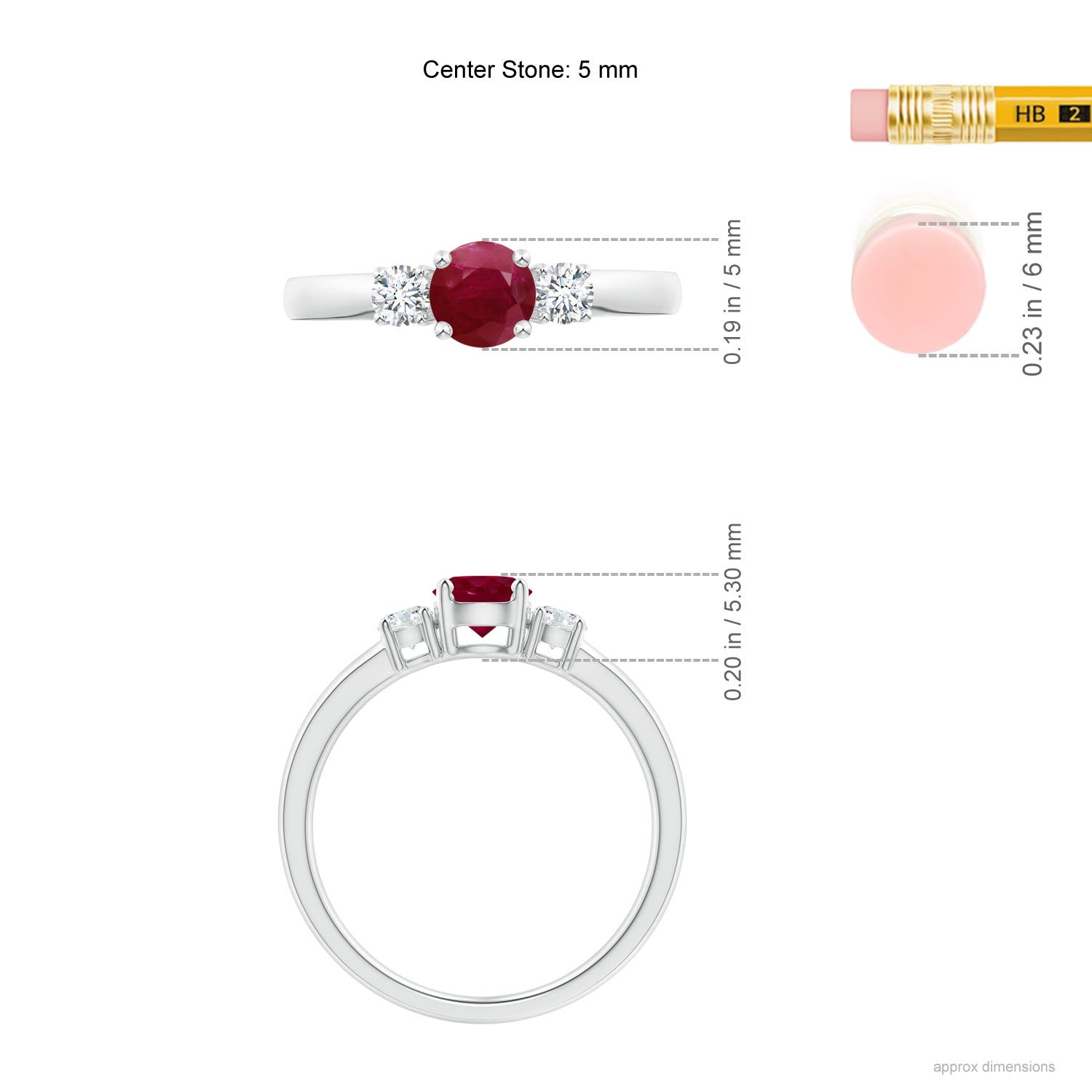 A - Ruby / 0.81 CT / 14 KT White Gold