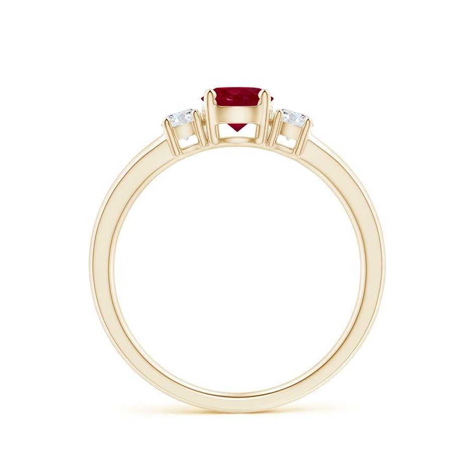 5mm AA Classic Ruby and Diamond Three Stone Engagement Ring in Yellow Gold side 199