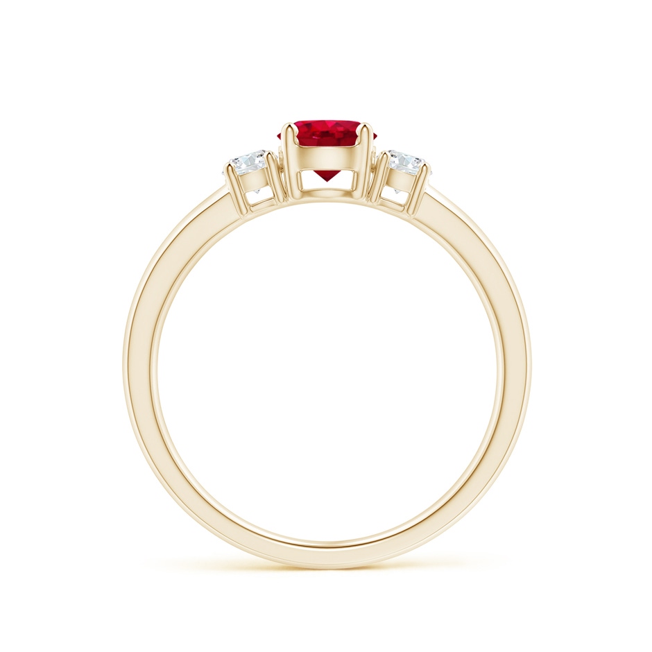 5mm AAA Classic Ruby and Diamond Three Stone Engagement Ring in Yellow Gold side 199