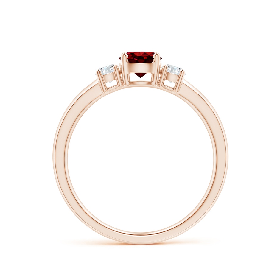 5mm AAAA Classic Ruby and Diamond Three Stone Engagement Ring in Rose Gold side 199