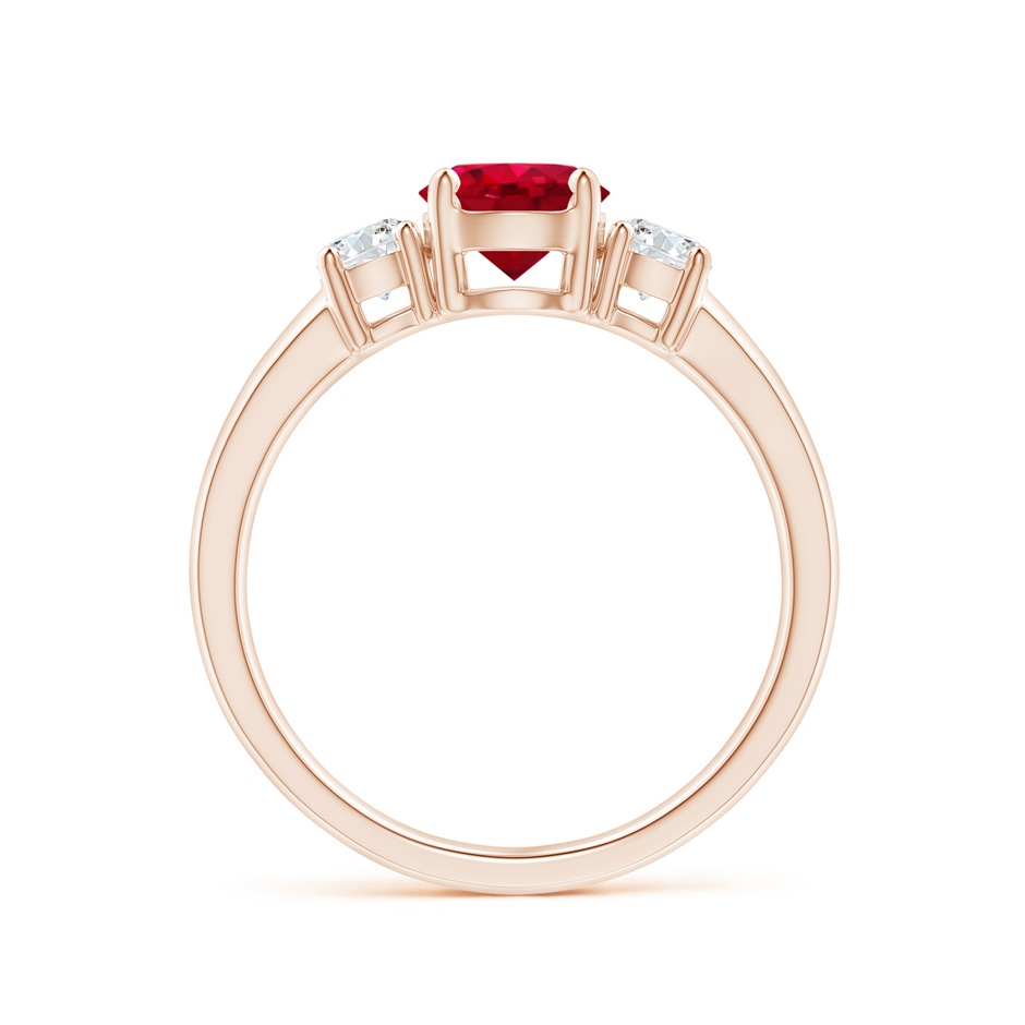 6mm AAA Classic Ruby and Diamond Three Stone Engagement Ring in Rose Gold side 199