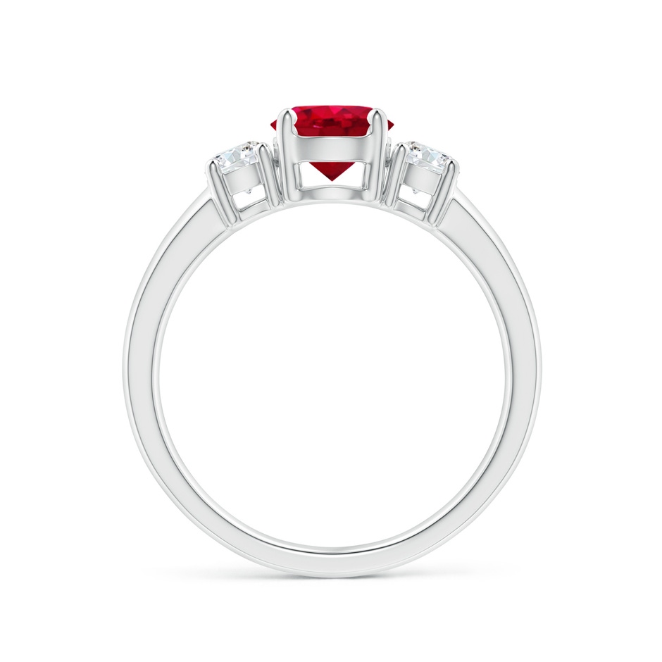 6mm AAA Classic Ruby and Diamond Three Stone Engagement Ring in White Gold side 199