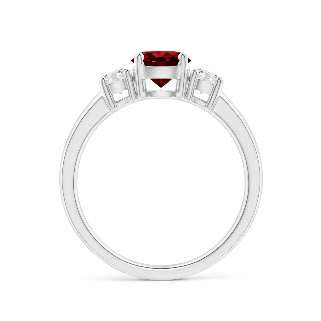 6mm AAAA Classic Ruby and Diamond Three Stone Engagement Ring in P950 Platinum Side 199