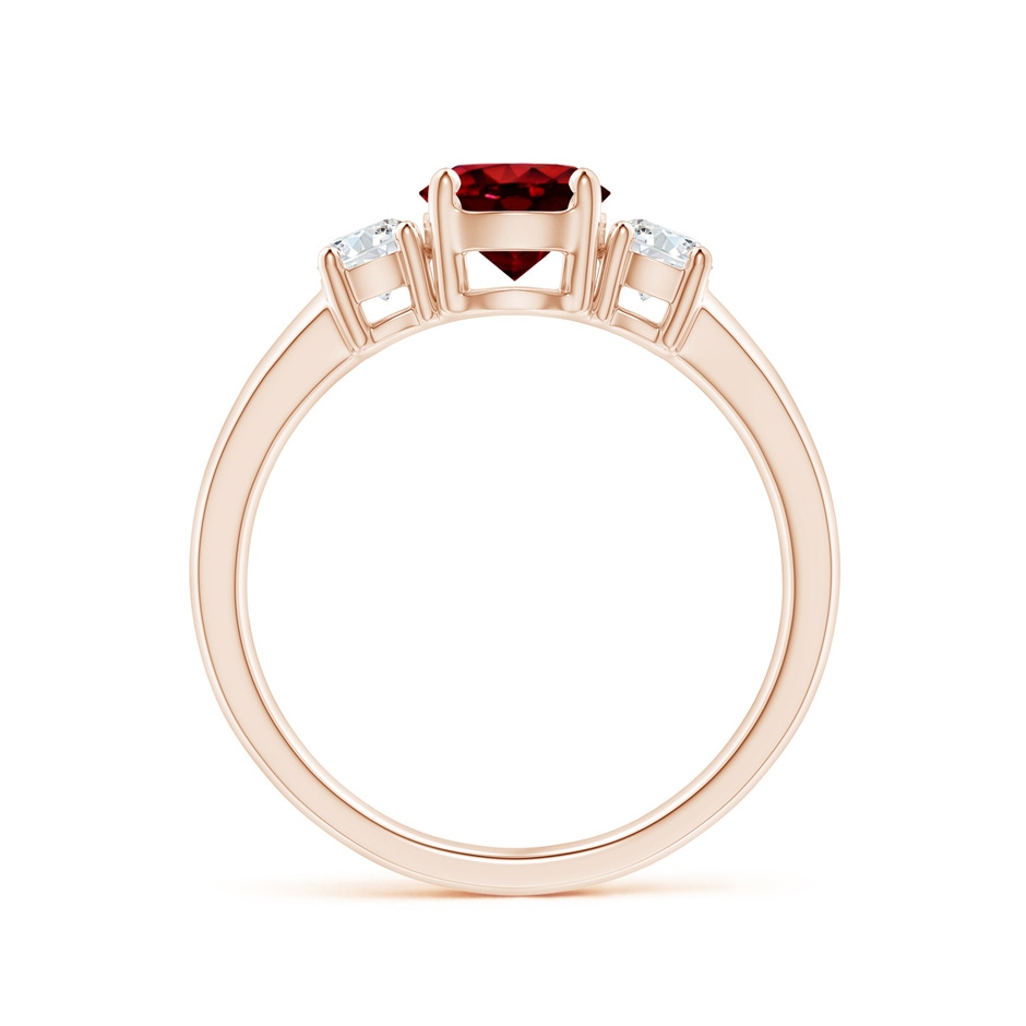 6mm AAAA Classic Ruby and Diamond Three Stone Engagement Ring in Rose Gold side 199