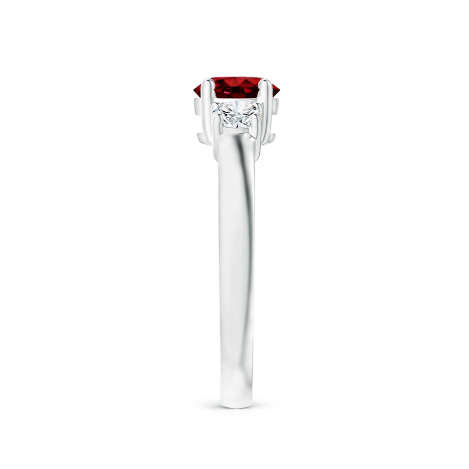 6mm AAAA Classic Ruby and Diamond Three Stone Engagement Ring in White Gold side 299