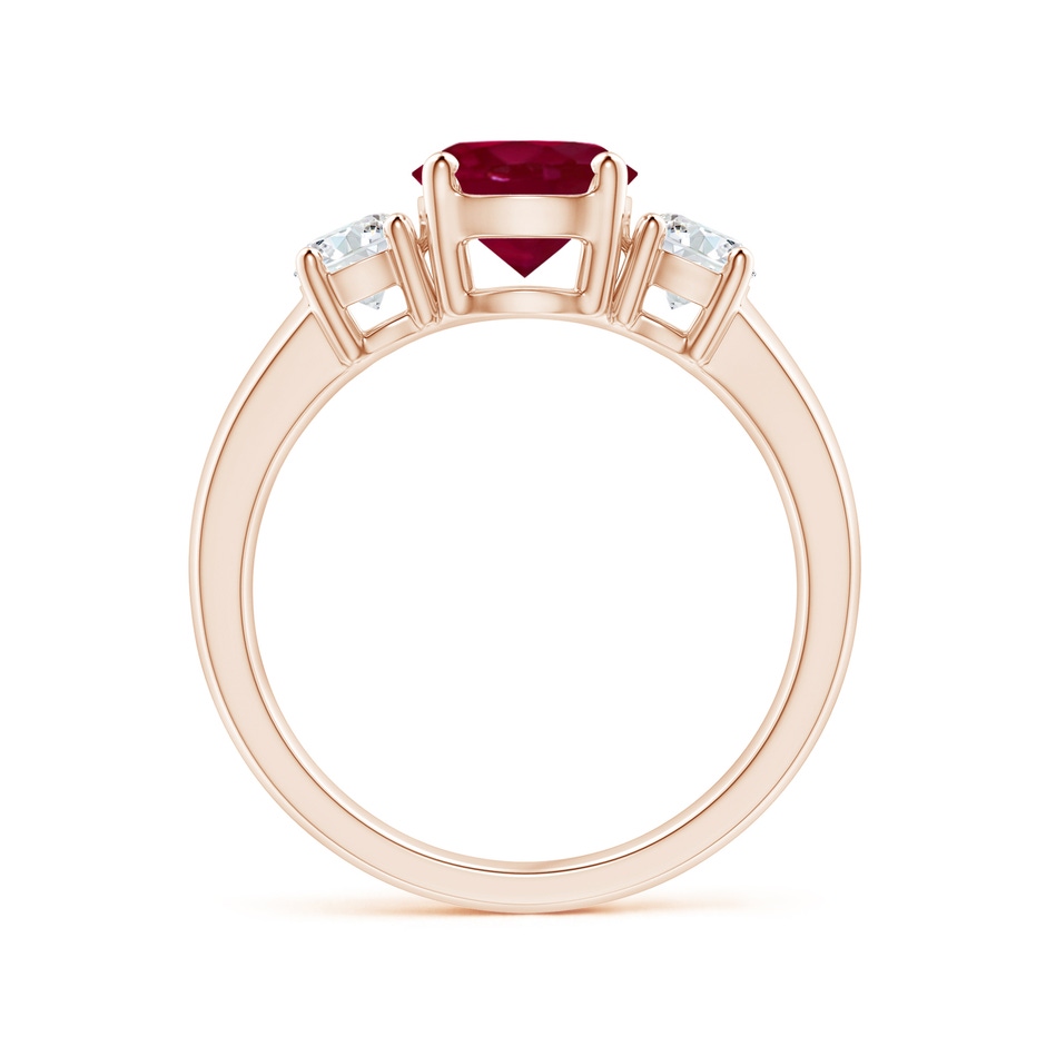 7mm A Classic Ruby and Diamond Three Stone Engagement Ring in Rose Gold side 199