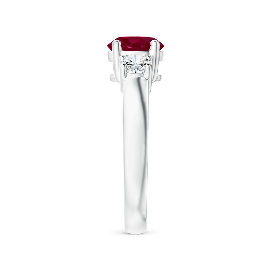 7mm A Classic Ruby and Diamond Three Stone Engagement Ring in White Gold side 299