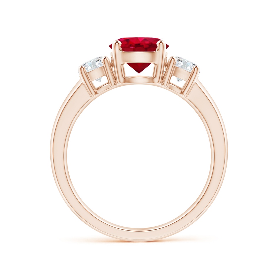 7mm AAA Classic Ruby and Diamond Three Stone Engagement Ring in Rose Gold side 199