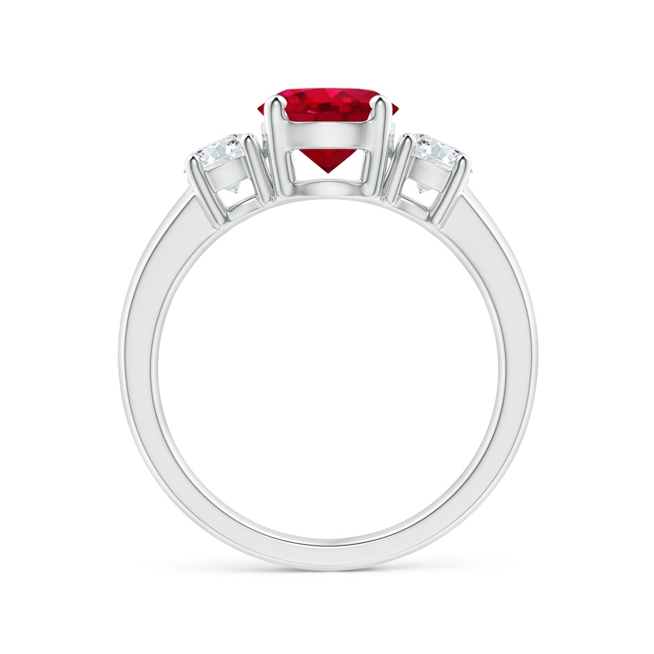 7mm AAA Classic Ruby and Diamond Three Stone Engagement Ring in White Gold side 199