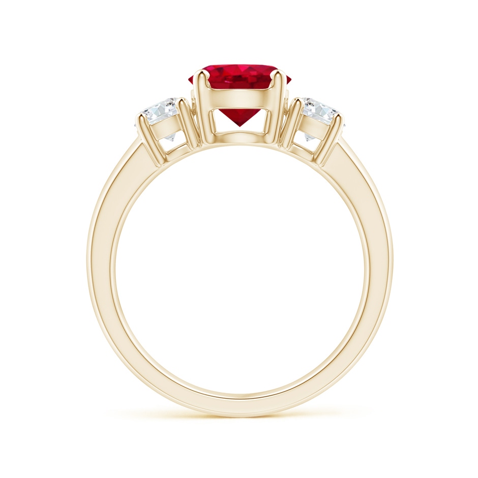7mm AAA Classic Ruby and Diamond Three Stone Engagement Ring in Yellow Gold side 199
