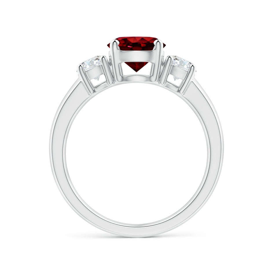 7mm AAAA Classic Ruby and Diamond Three Stone Engagement Ring in P950 Platinum side 199