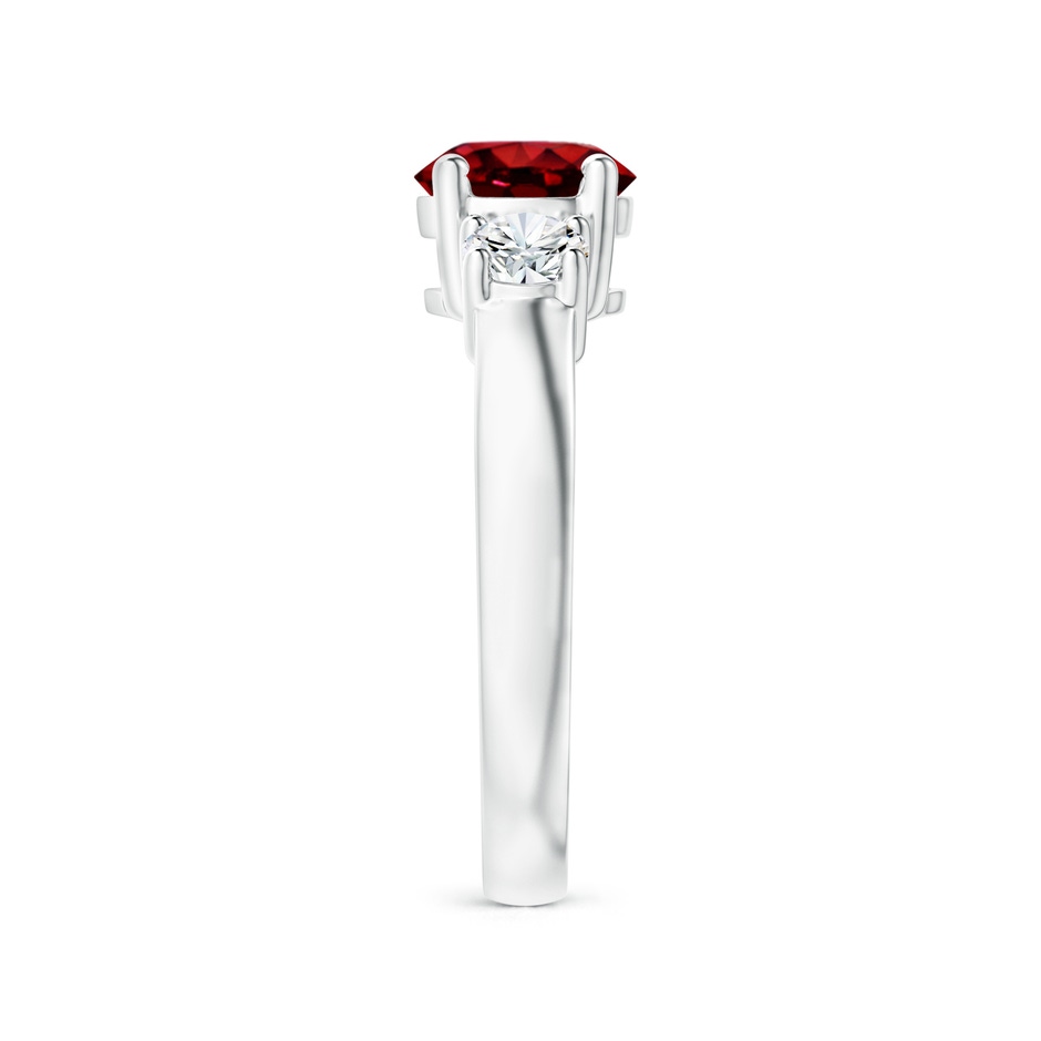 7mm AAAA Classic Ruby and Diamond Three Stone Engagement Ring in P950 Platinum side 299