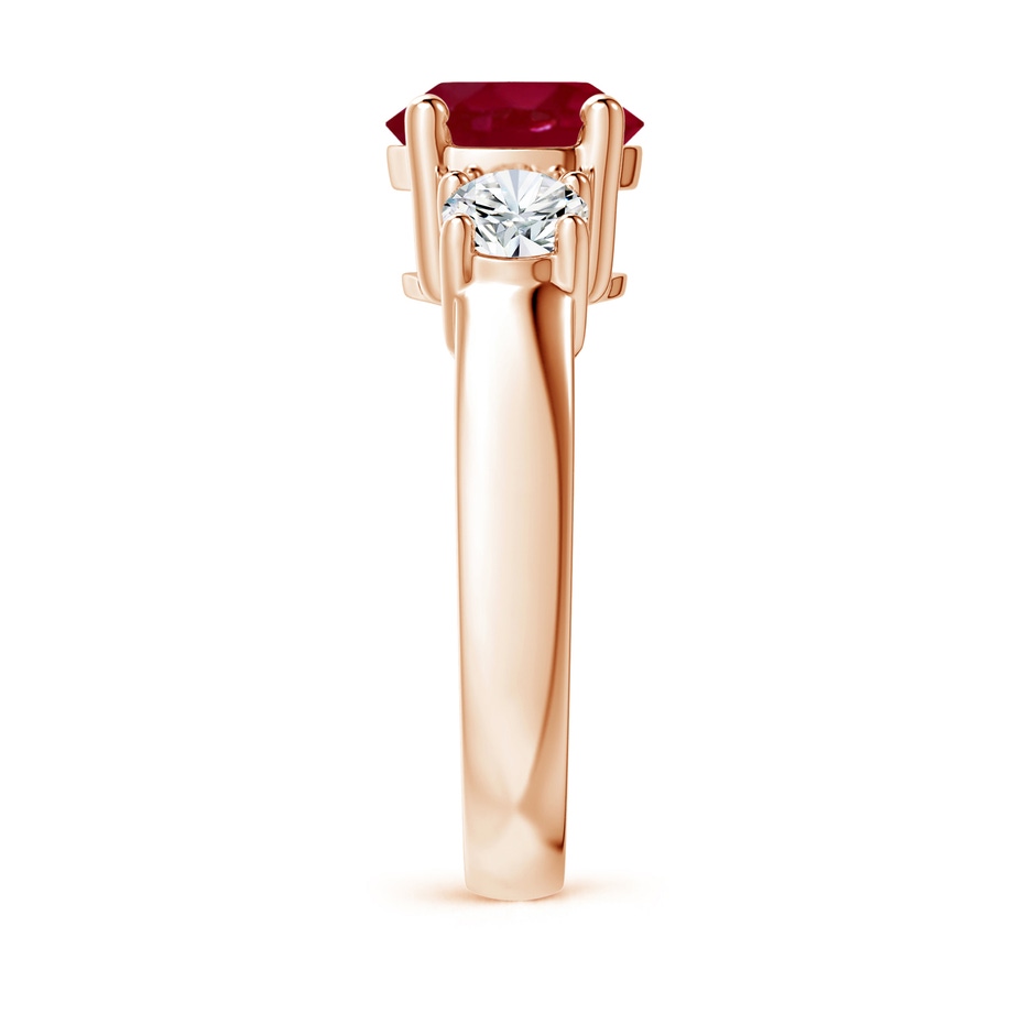 8mm AA Classic Ruby and Diamond Three Stone Engagement Ring in Rose Gold side 299