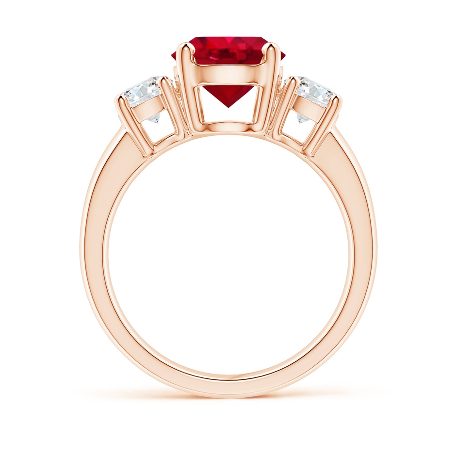 8mm AAA Classic Ruby and Diamond Three Stone Engagement Ring in Rose Gold side 199