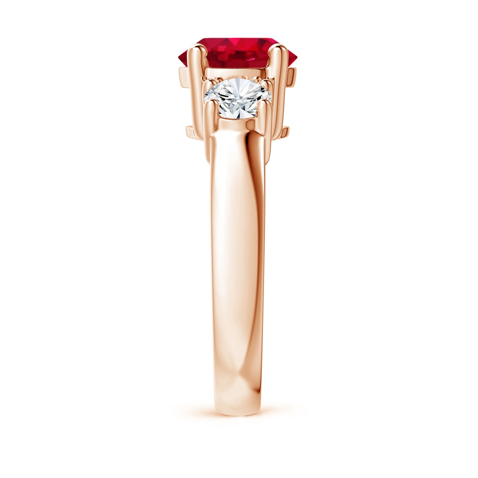 8mm AAA Classic Ruby and Diamond Three Stone Engagement Ring in Rose Gold side 299