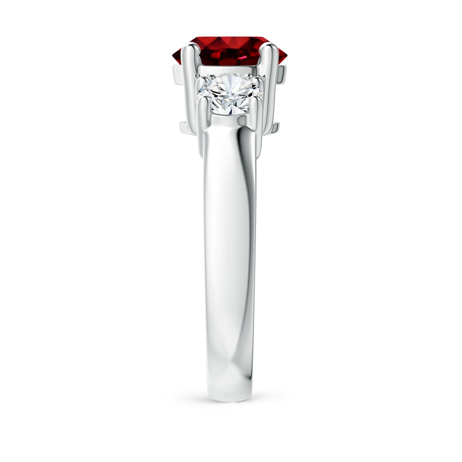 8mm AAAA Classic Ruby and Diamond Three Stone Engagement Ring in P950 Platinum side 299