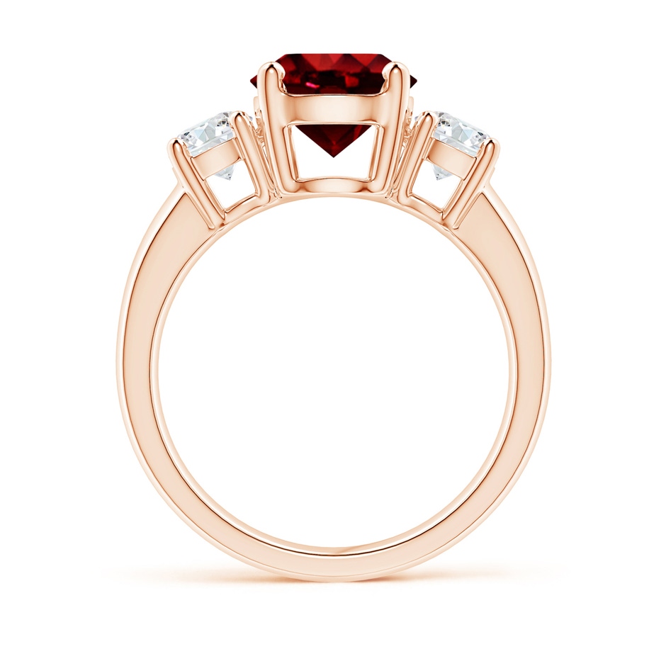 8mm AAAA Classic Ruby and Diamond Three Stone Engagement Ring in Rose Gold side 199