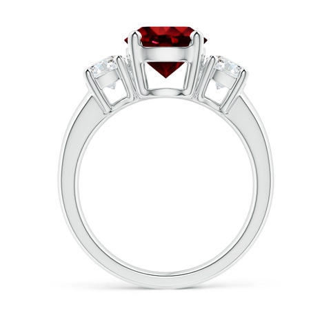 8mm AAAA Classic Ruby and Diamond Three Stone Engagement Ring in White Gold