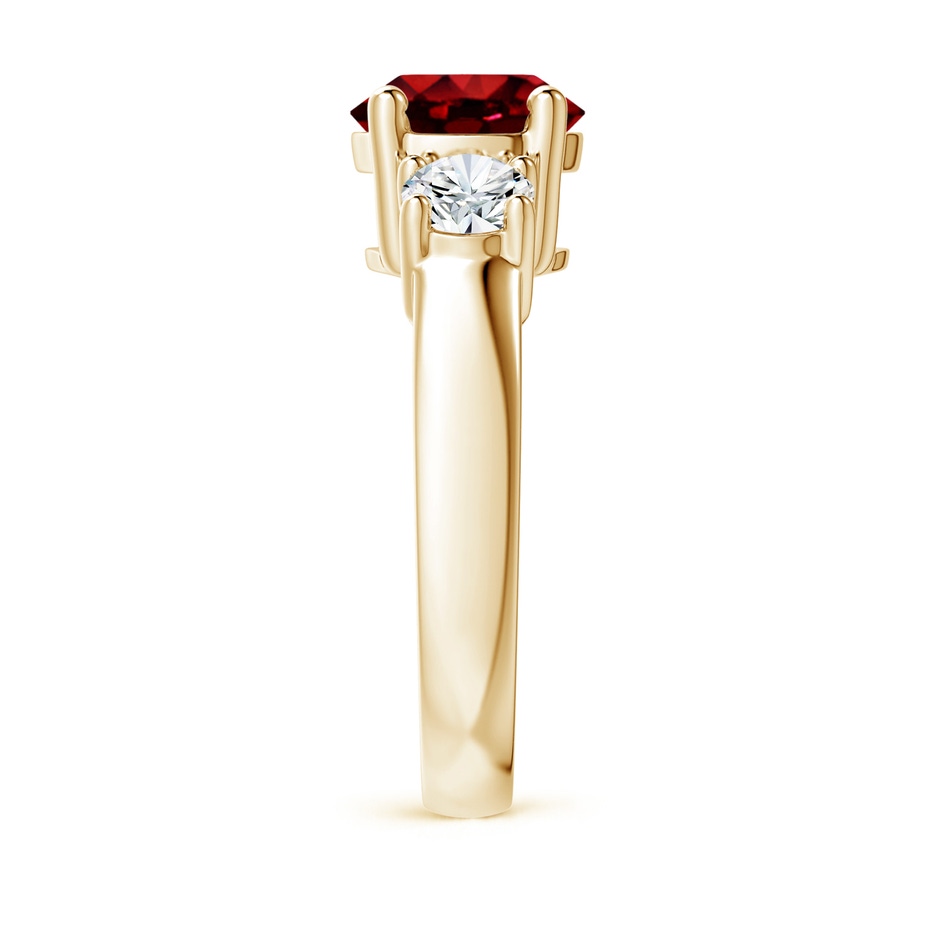 8mm AAAA Classic Ruby and Diamond Three Stone Engagement Ring in Yellow Gold side 299