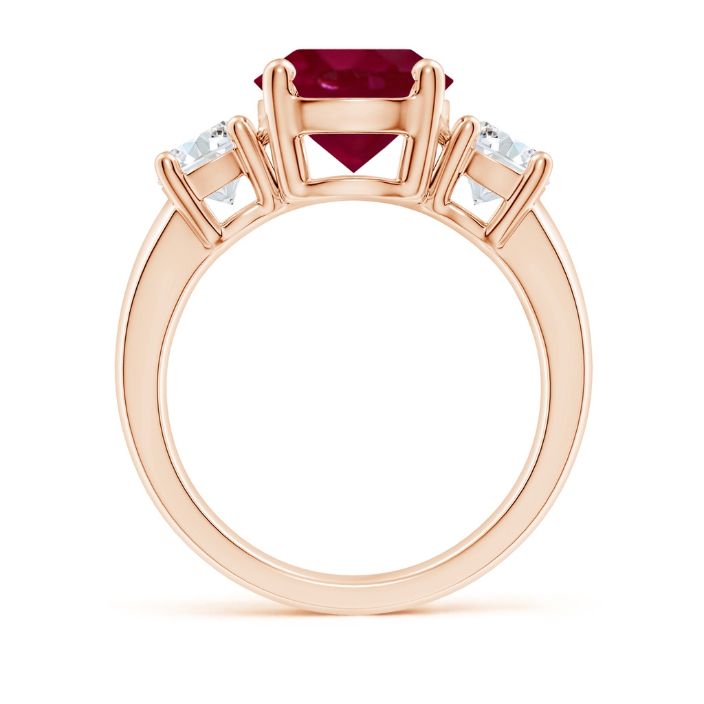 9mm A Classic Ruby and Diamond Three Stone Engagement Ring in Rose Gold Side 199