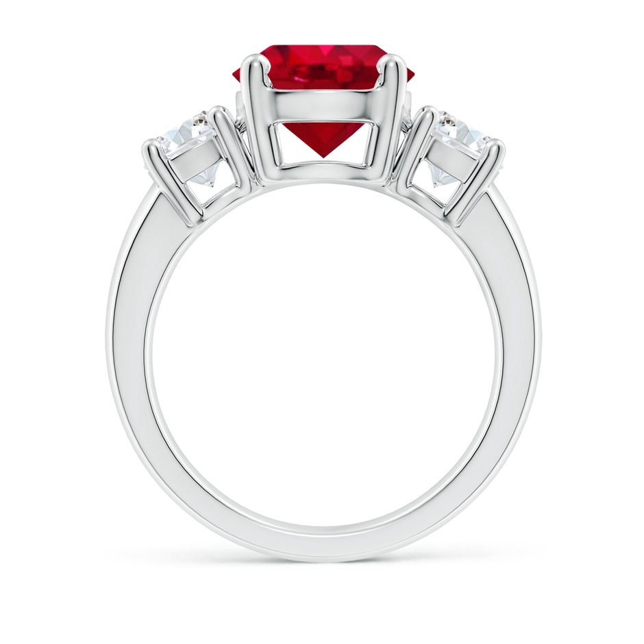 9mm AAA Classic Ruby and Diamond Three Stone Engagement Ring in P950 Platinum side 199