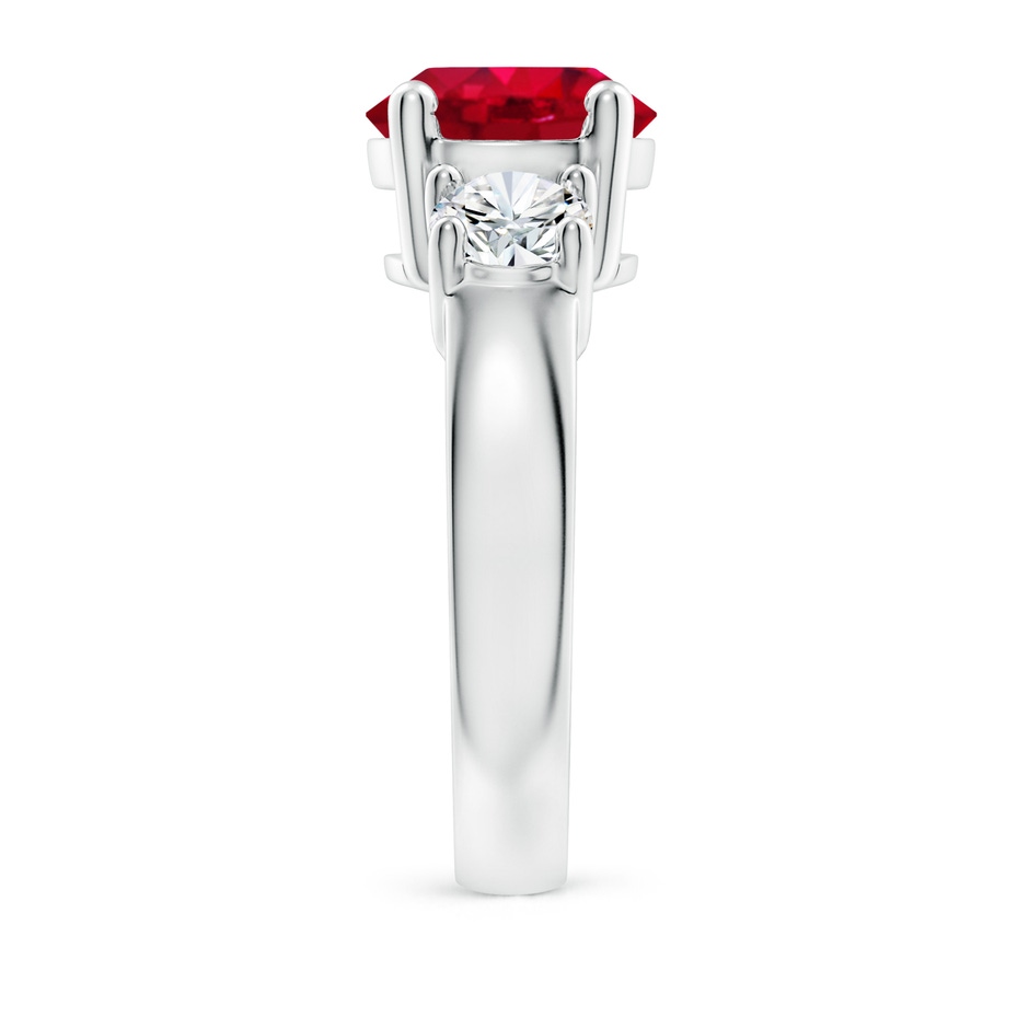 9mm AAA Classic Ruby and Diamond Three Stone Engagement Ring in P950 Platinum side 299