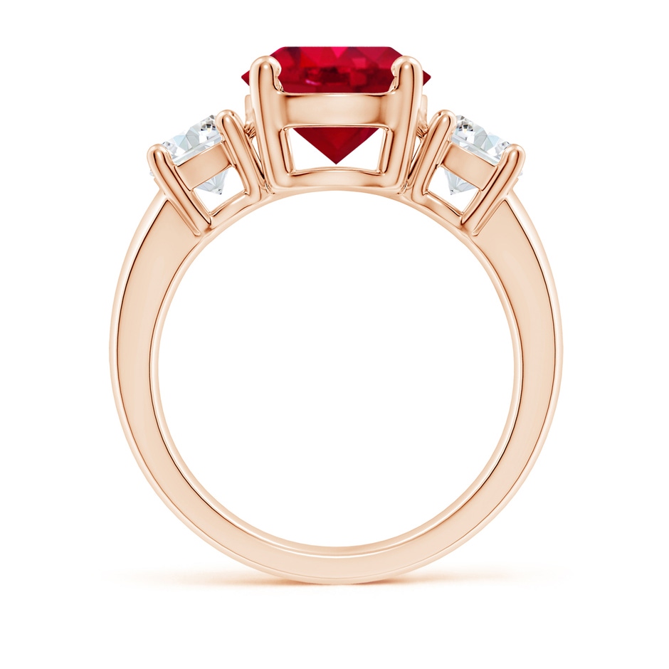 9mm AAA Classic Ruby and Diamond Three Stone Engagement Ring in Rose Gold side 199