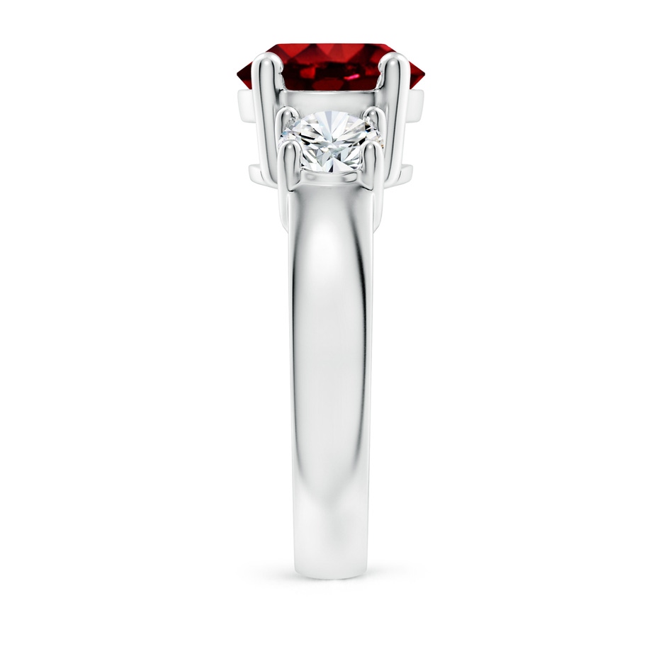 9mm AAAA Classic Ruby and Diamond Three Stone Engagement Ring in P950 Platinum side 299
