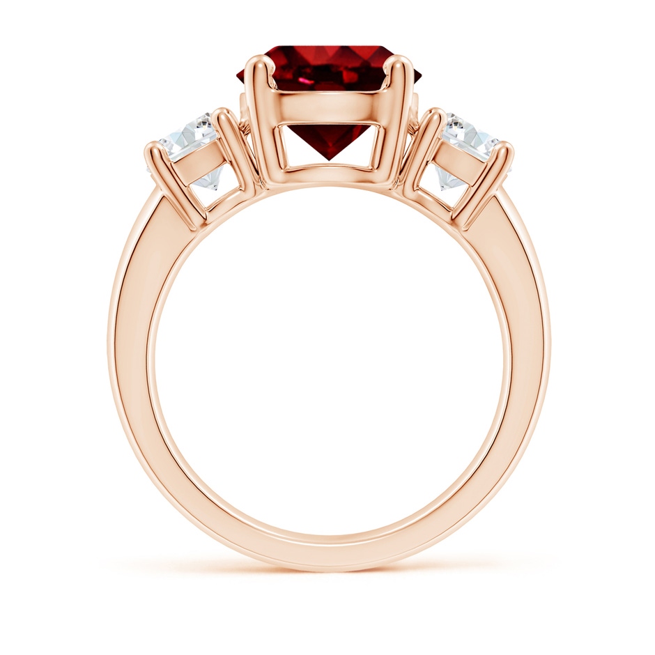 9mm AAAA Classic Ruby and Diamond Three Stone Engagement Ring in Rose Gold side 199