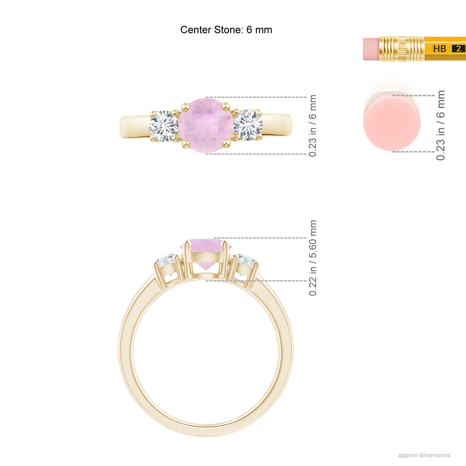 AAAA - Rose Quartz / 1.17 CT / 14 KT Yellow Gold