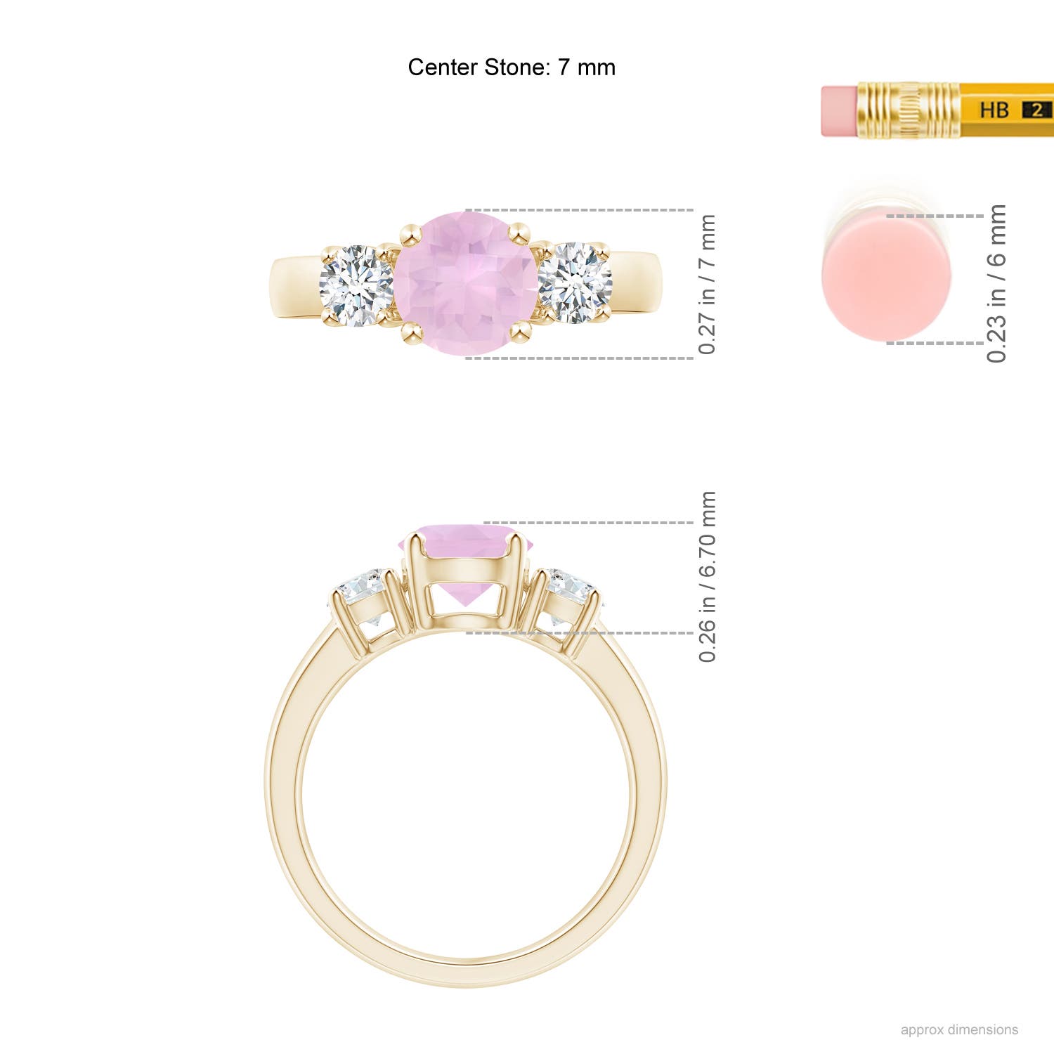 AAAA - Rose Quartz / 1.81 CT / 14 KT Yellow Gold