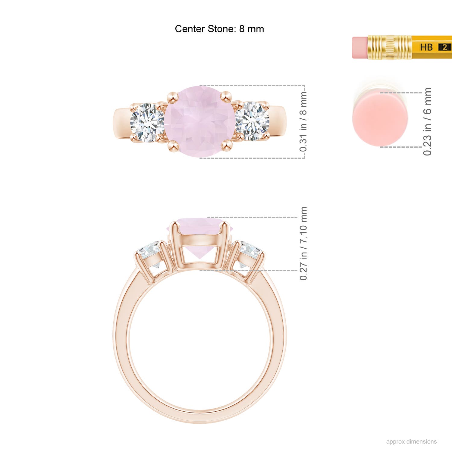 A - Rose Quartz / 2.4 CT / 14 KT Rose Gold