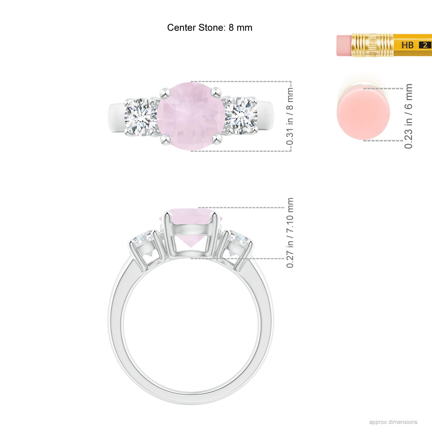 A - Rose Quartz / 2.4 CT / 14 KT White Gold